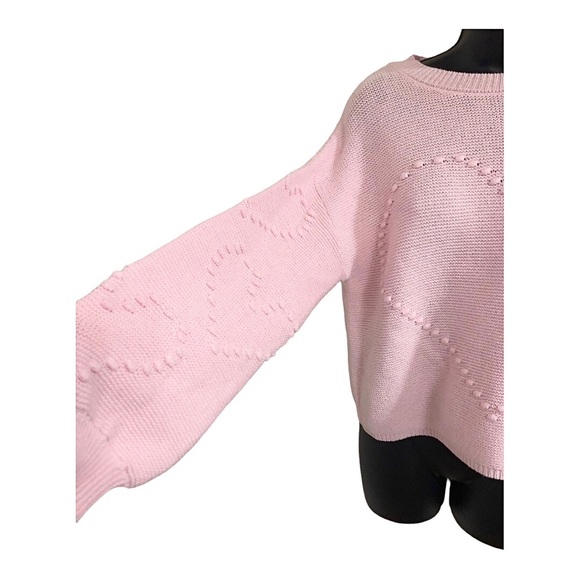Jessica Simpson baby pink heart shaped dot embroidered sweater size medium new - Picture 8 of 13